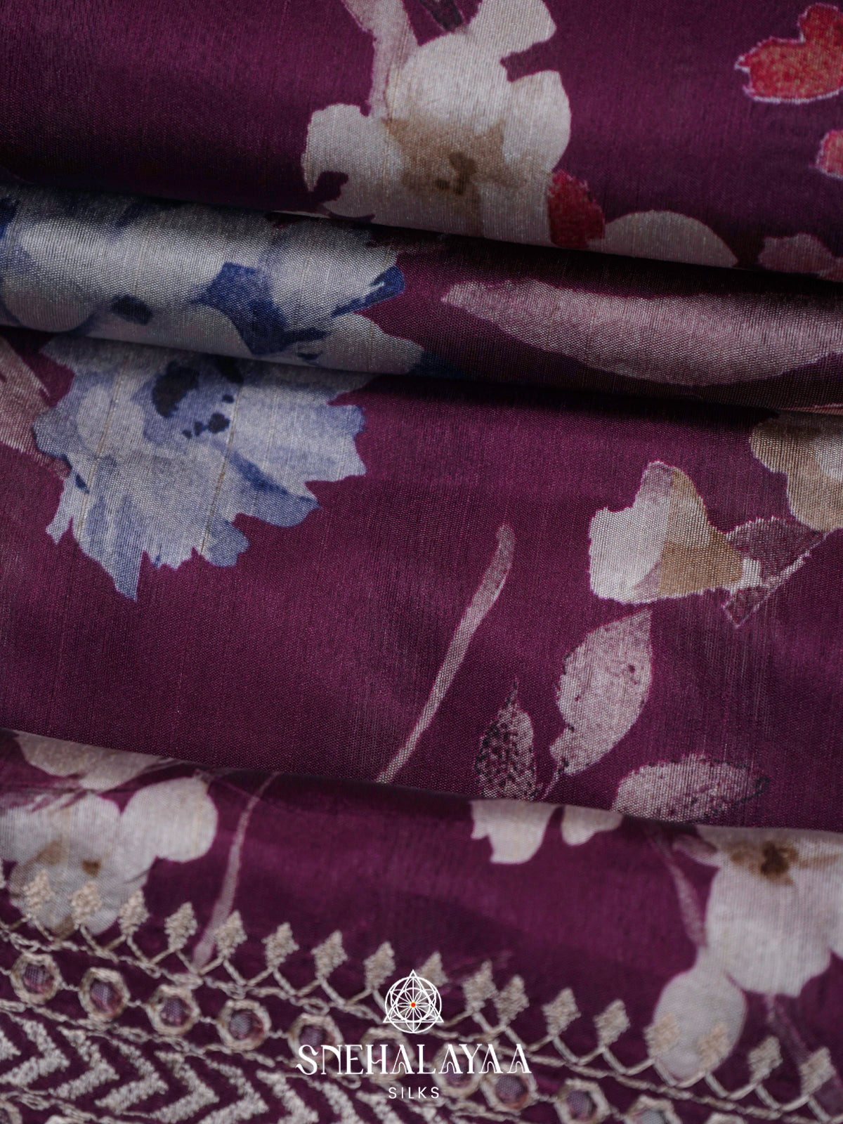 Wine  Tussar Saree