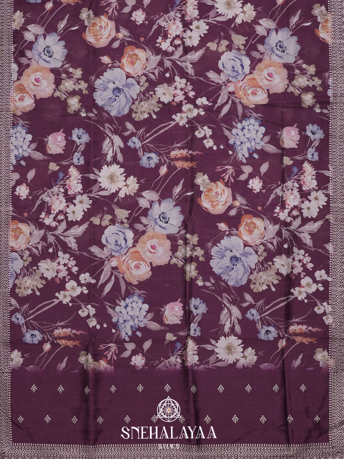 Wine  Tussar Saree