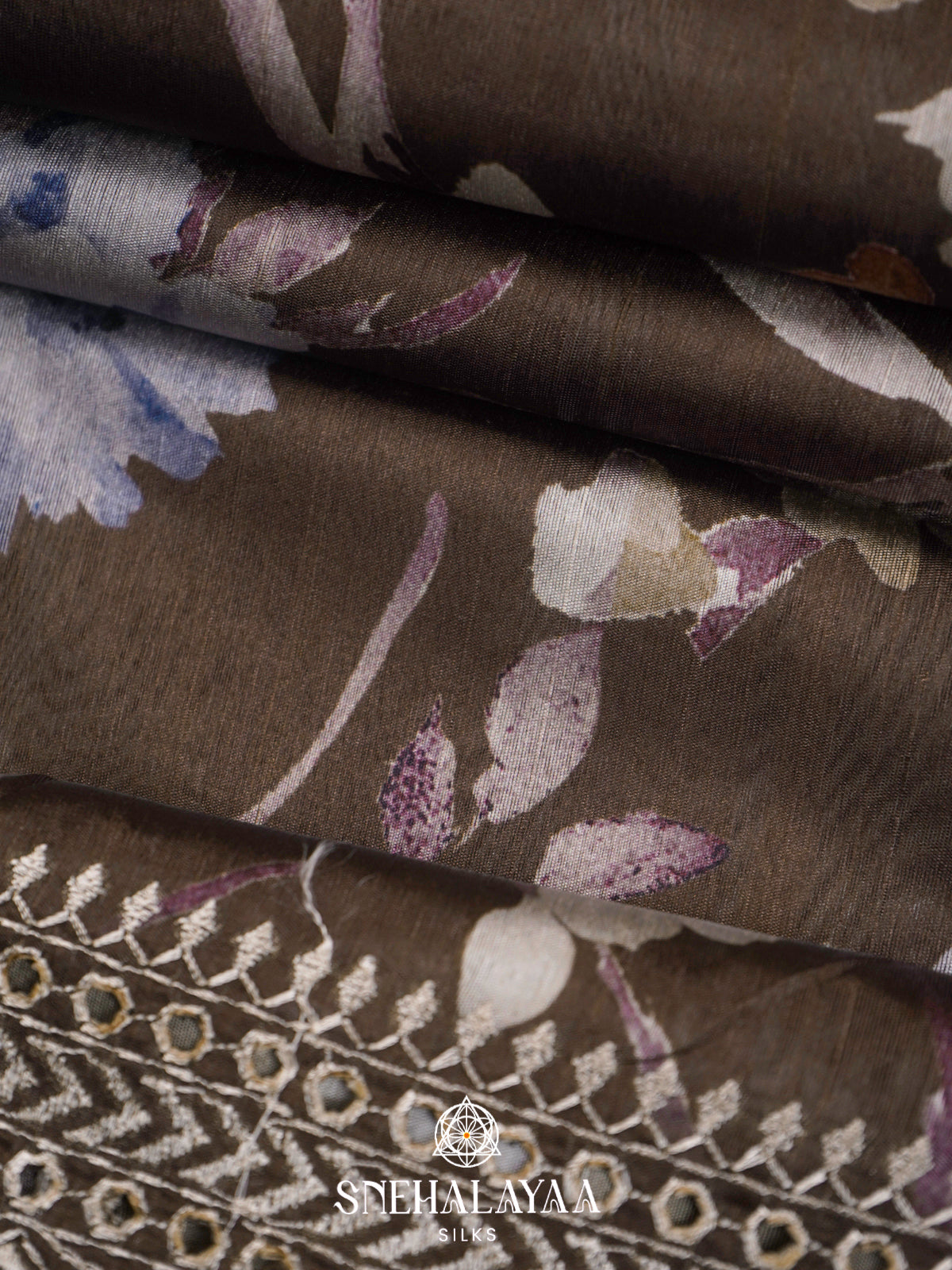 Coffee Brown  Tussar Saree