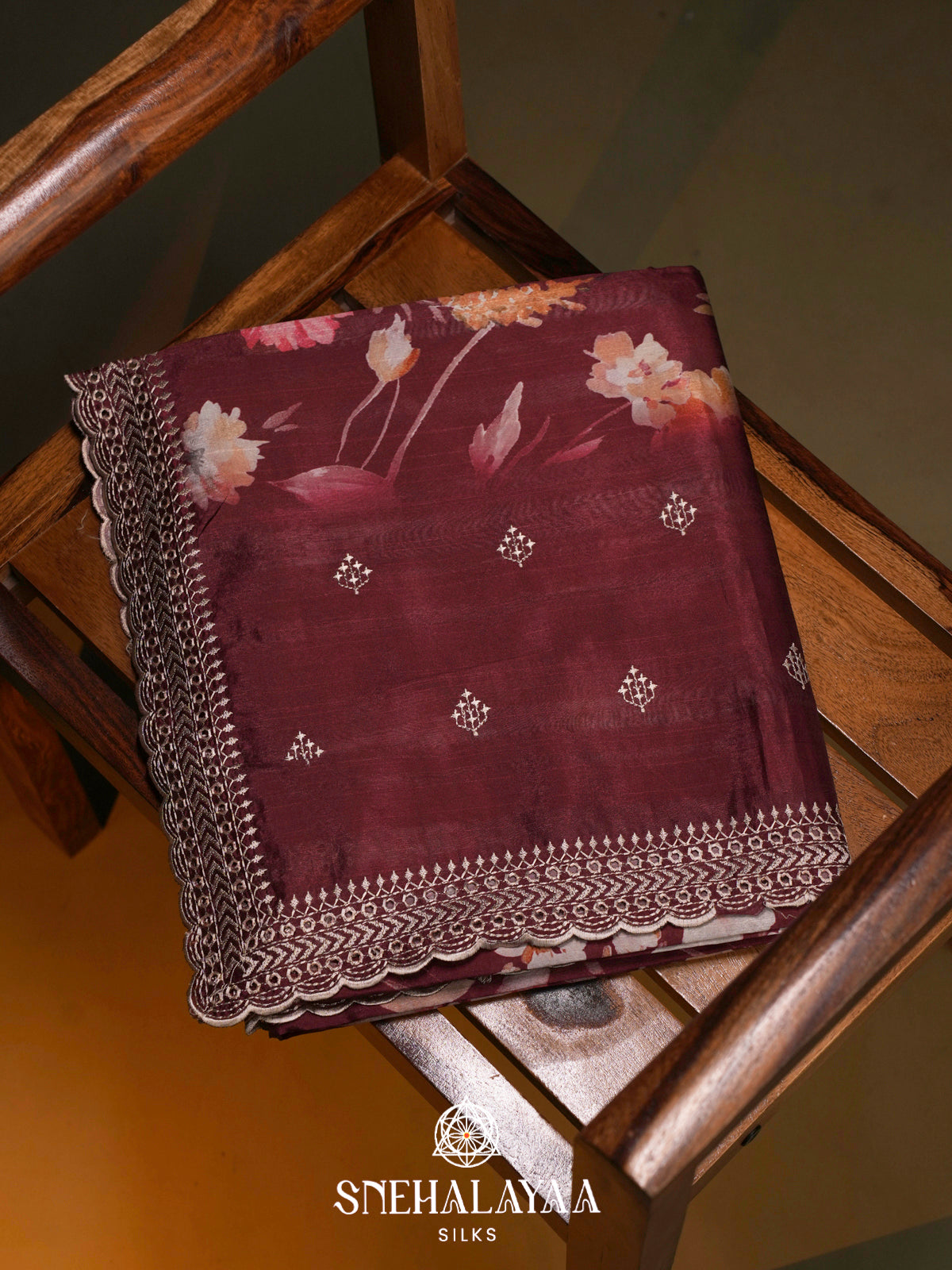 Maroon  Tussar Saree
