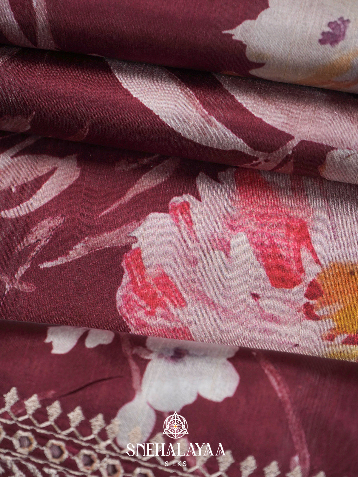 Maroon  Tussar Saree