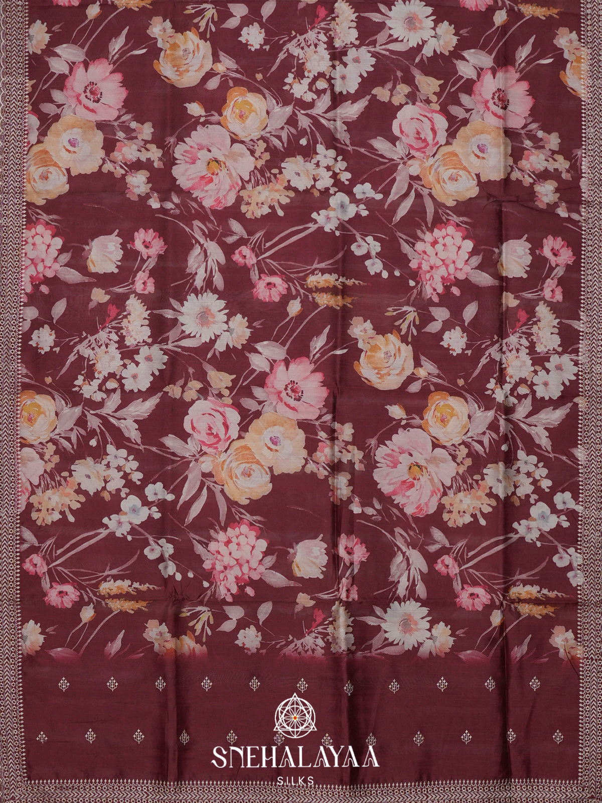 Maroon  Tussar Saree