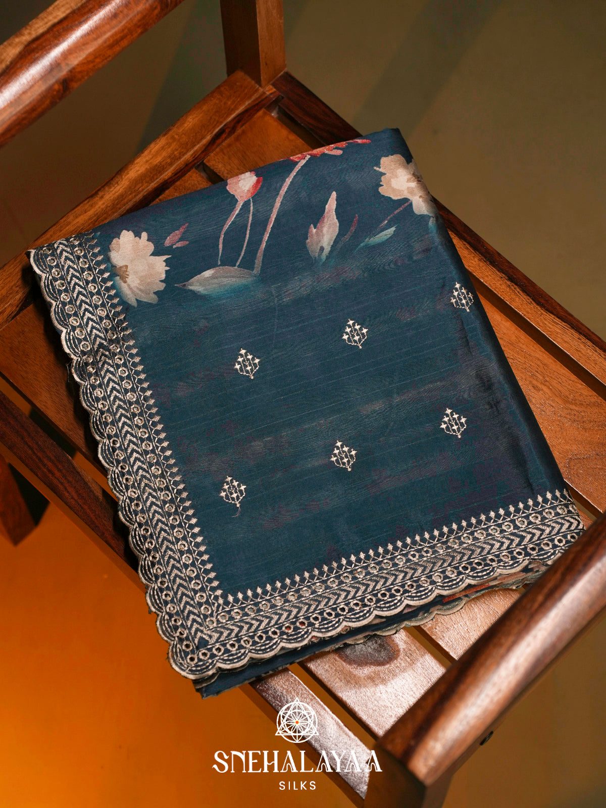 Peacock Blue  Tussar Saree