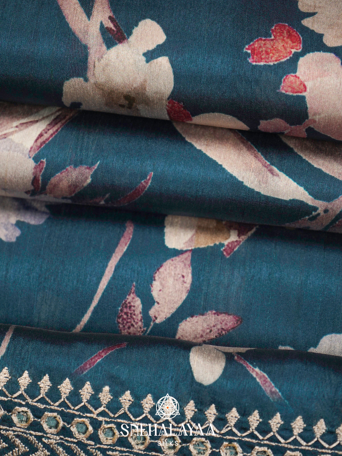 Peacock Blue  Tussar Saree