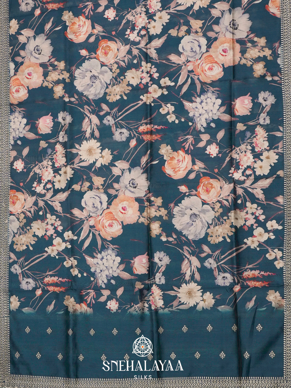 Peacock Blue  Tussar Saree