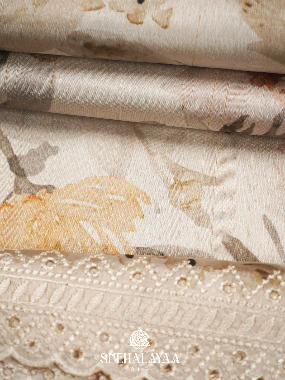 Off White  Tussar Saree