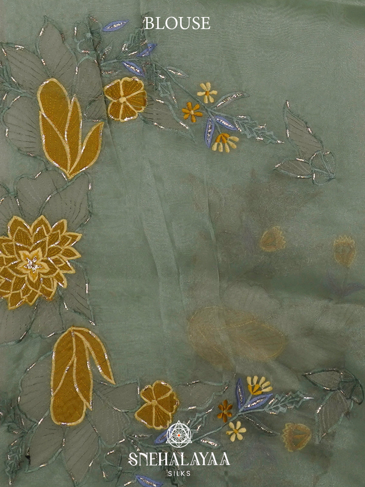 Green Embroidered Organza Saree