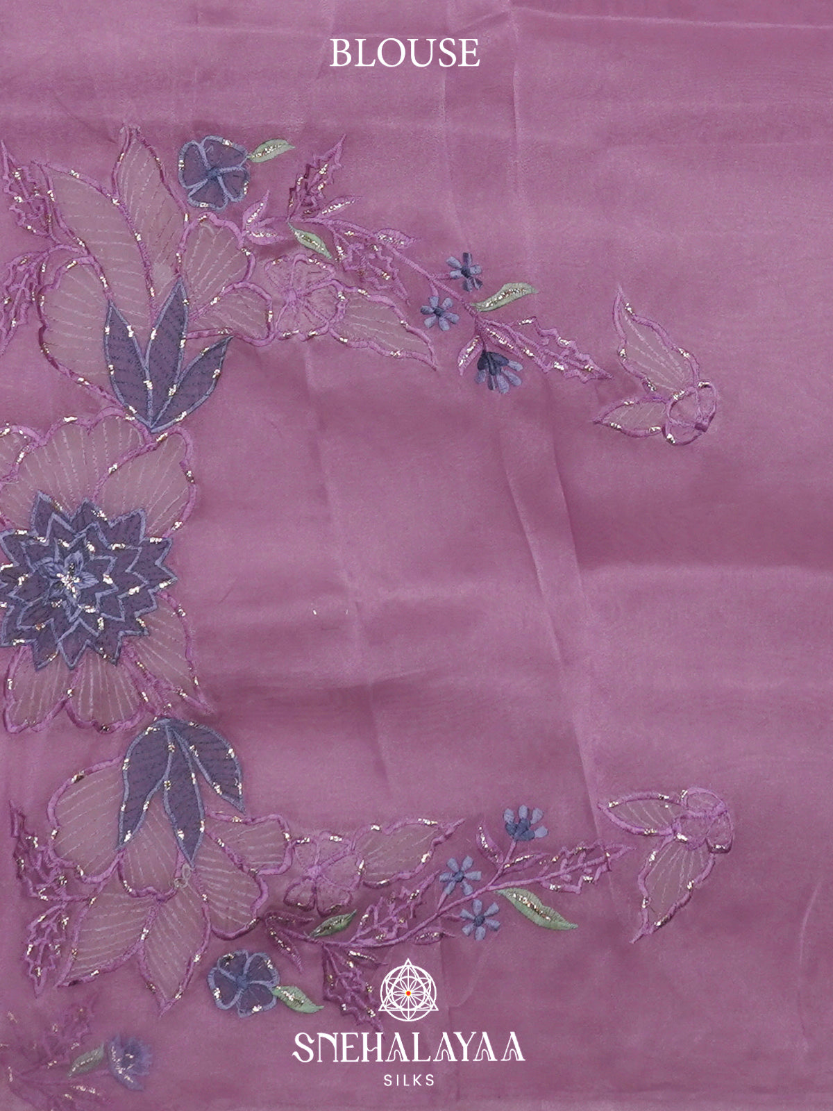 Lavender Embroidered Organza Saree