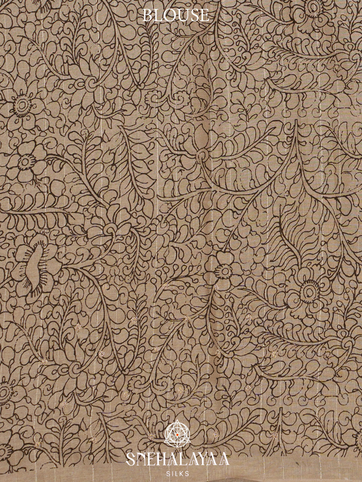 Brown Tussar Saree with Floral Printed Border