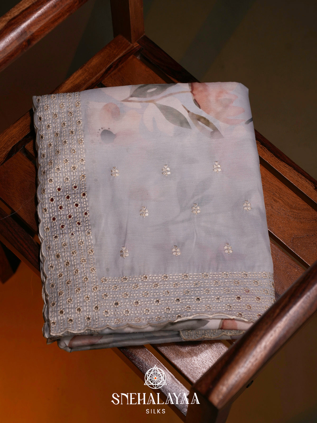 Ice Blue  Tussar Saree