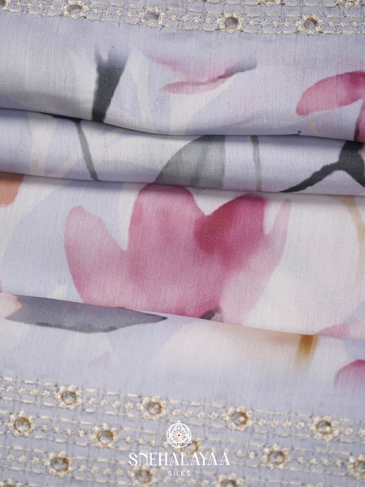 Ice Blue  Tussar Saree