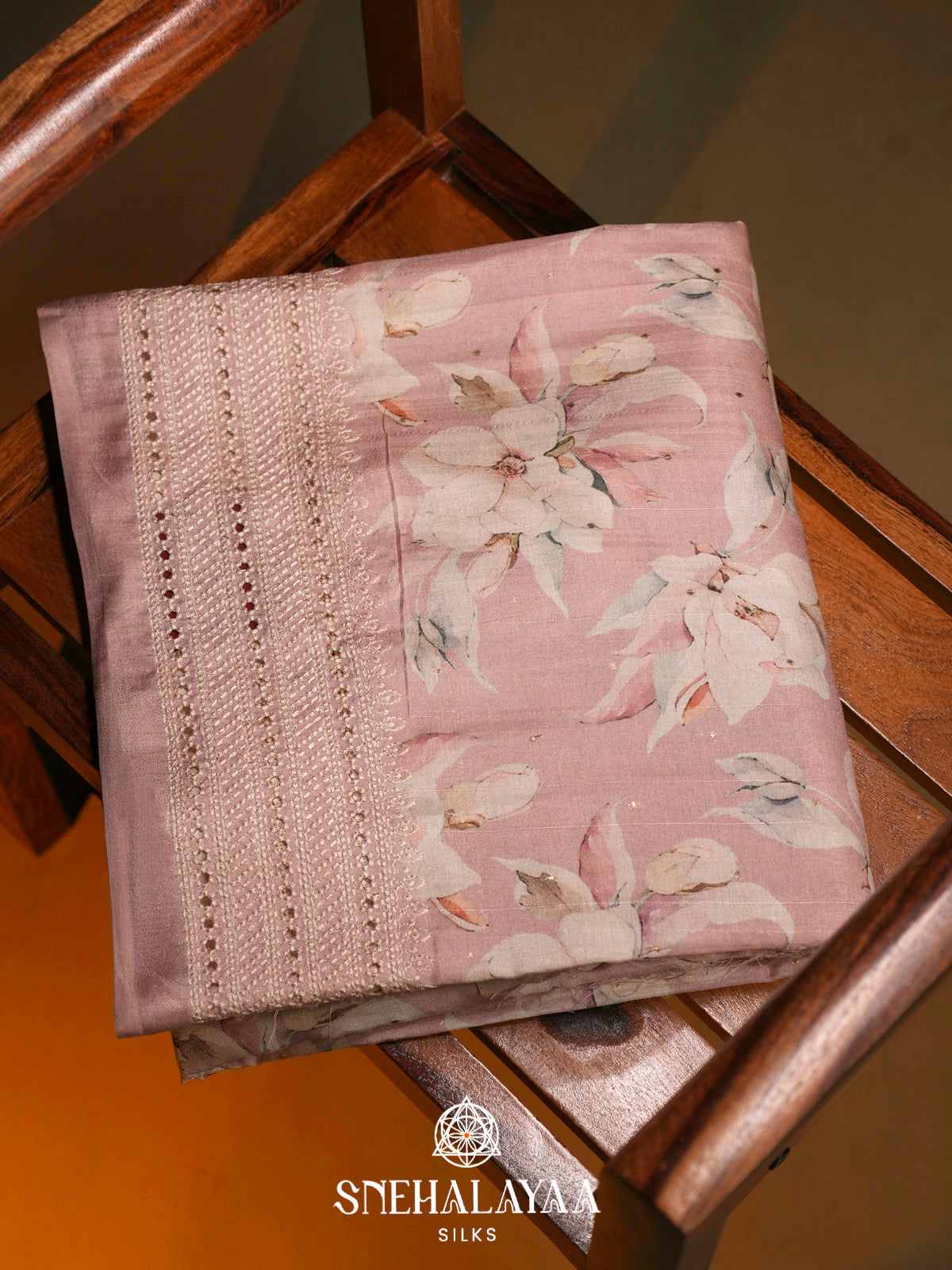 Mauve Pink  Tussar Saree