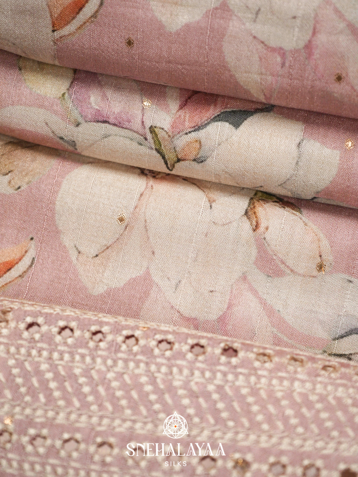 Mauve Pink  Tussar Saree