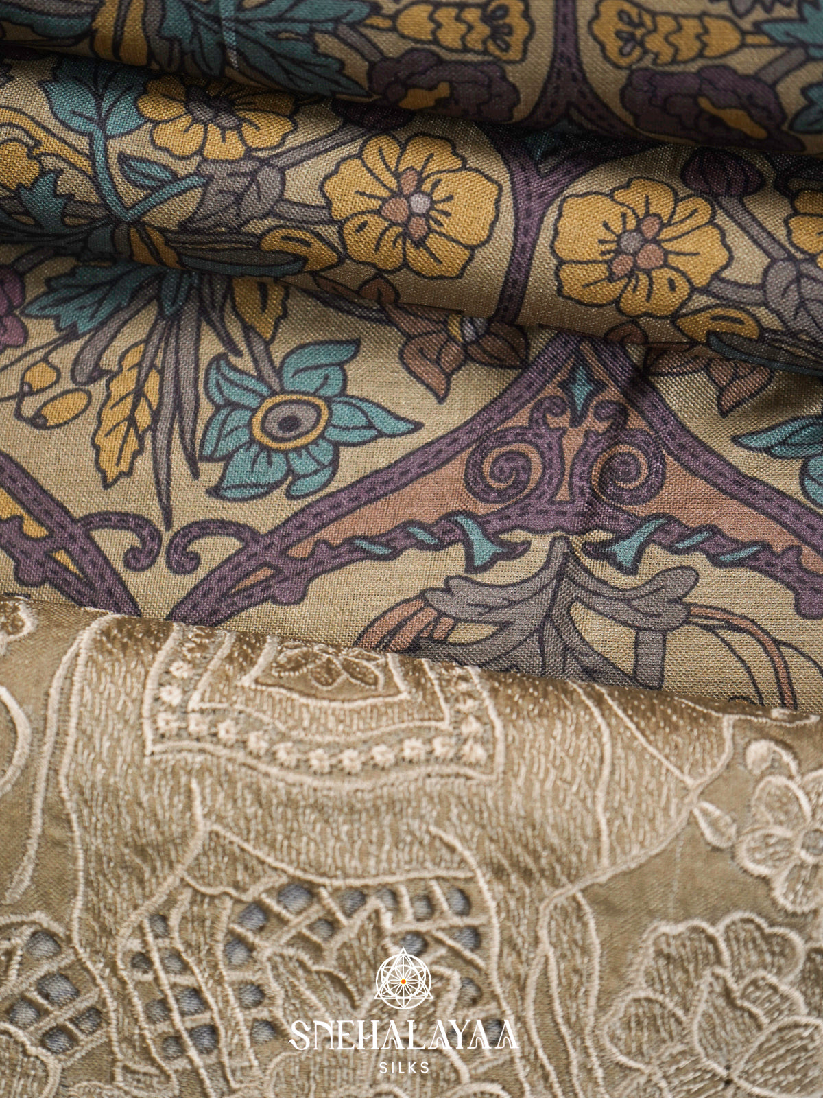 Purple With Beige Border  Tussar Saree