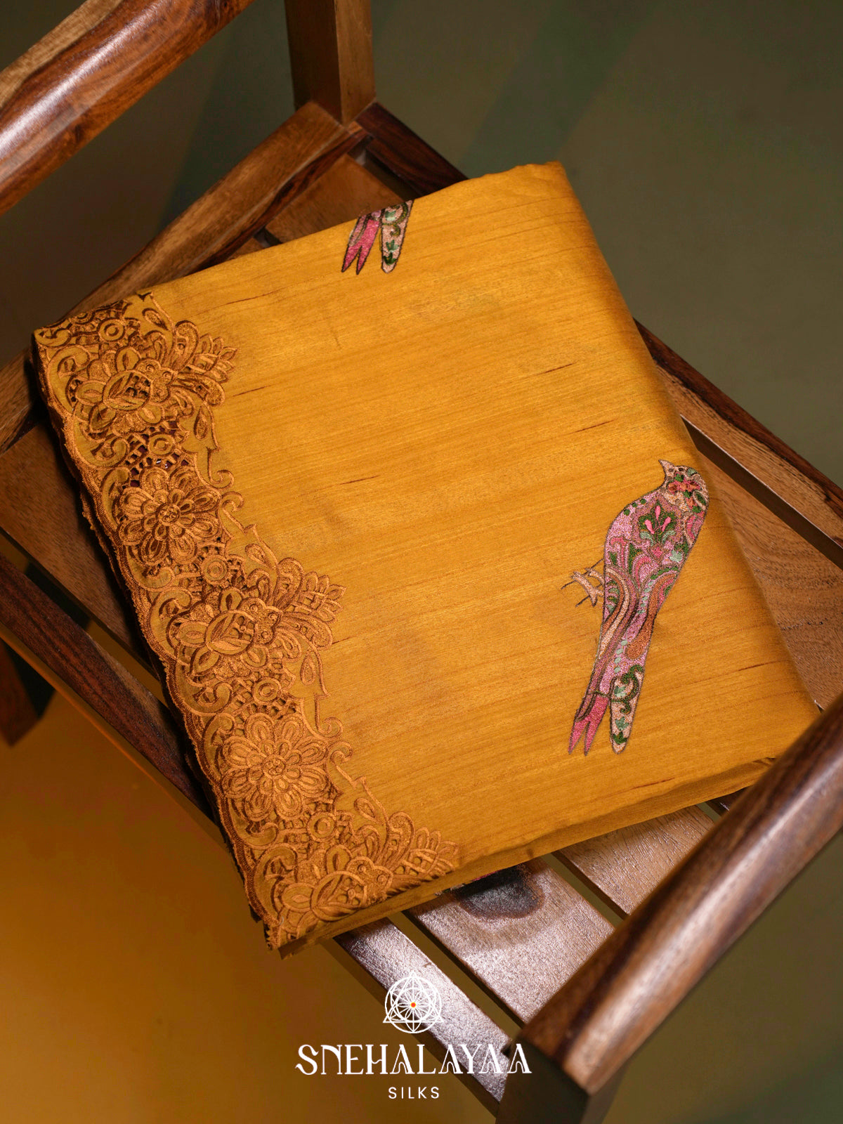 Mango Yellow  Raw Silk Saree