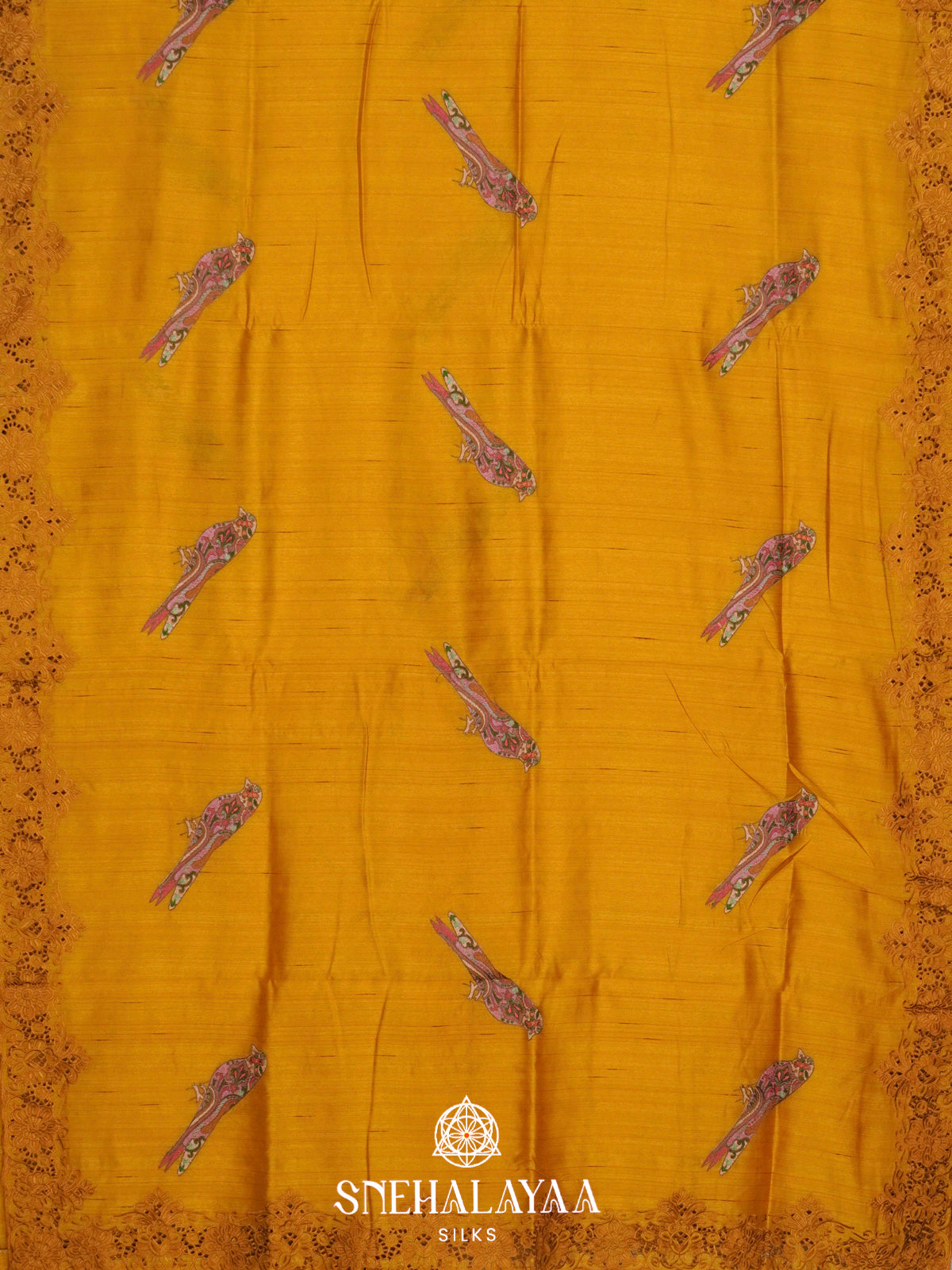 Mango Yellow  Raw Silk Saree