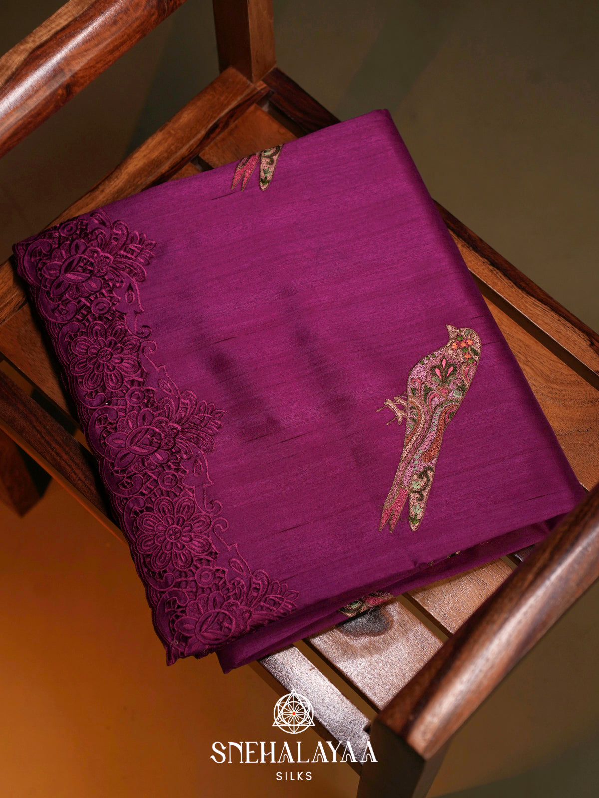 Magenta Purple  Raw Silk Saree