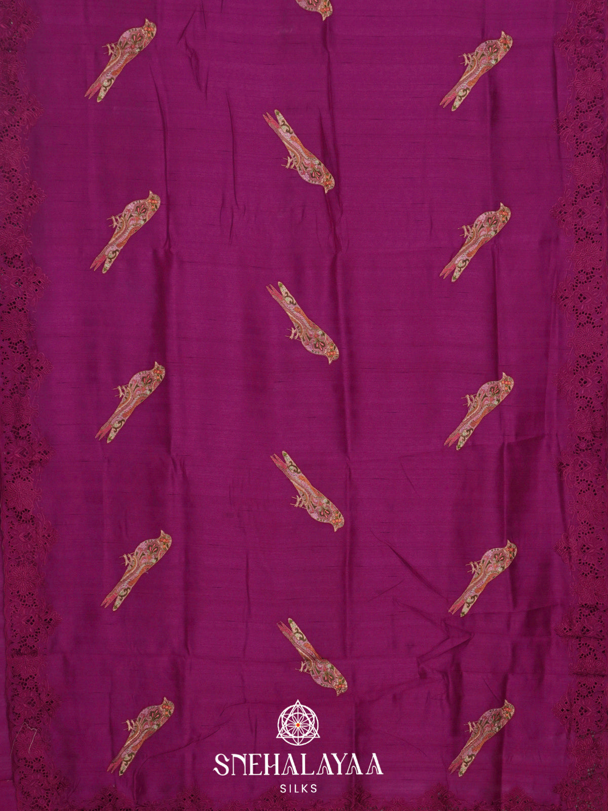 Magenta Purple  Raw Silk Saree