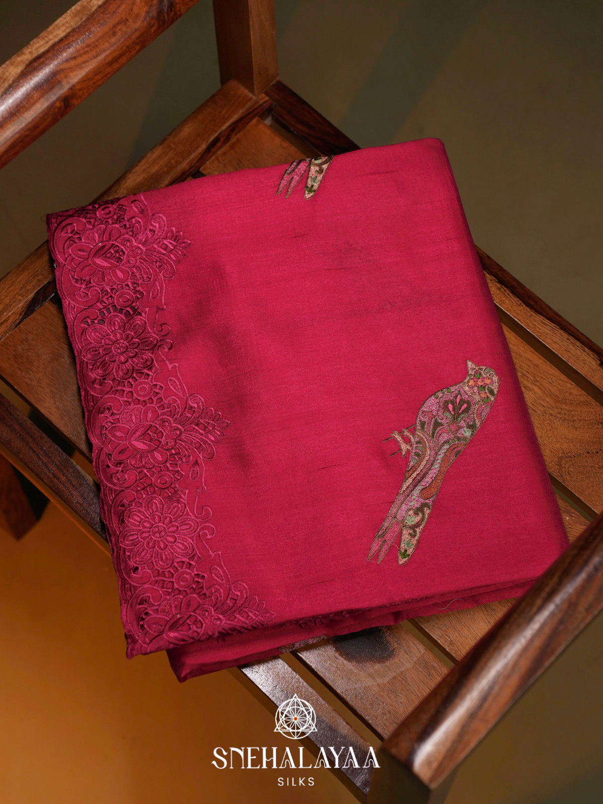 Ruby Red  Raw Silk Saree