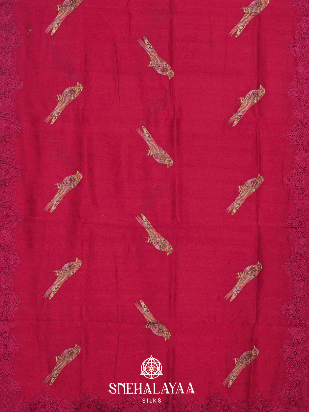 Ruby Red  Raw Silk Saree