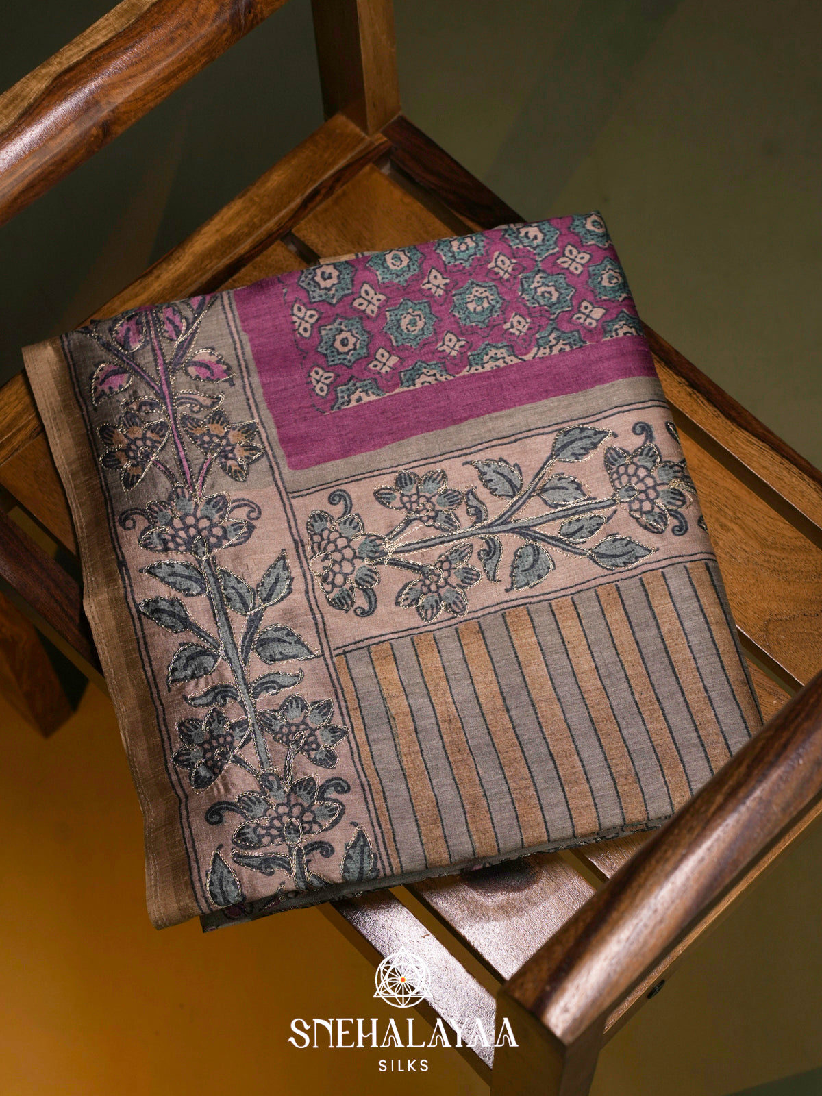 Magenta  Tussar Saree