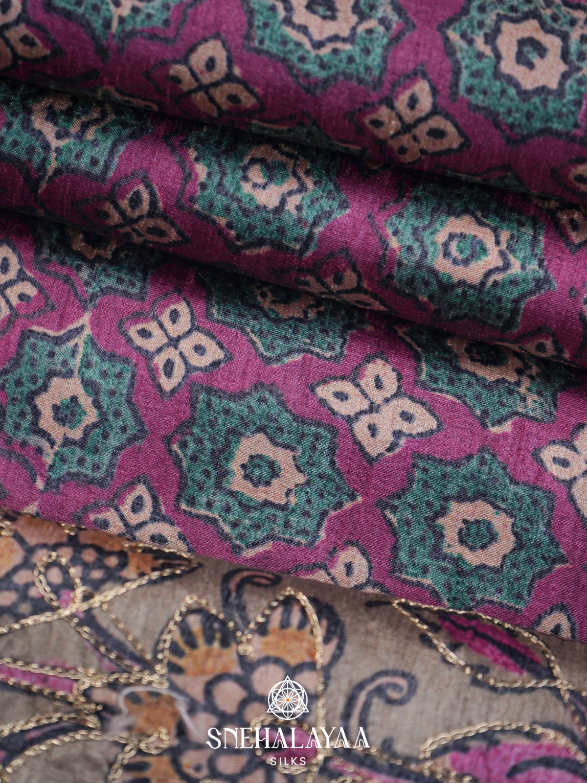 Magenta  Tussar Saree