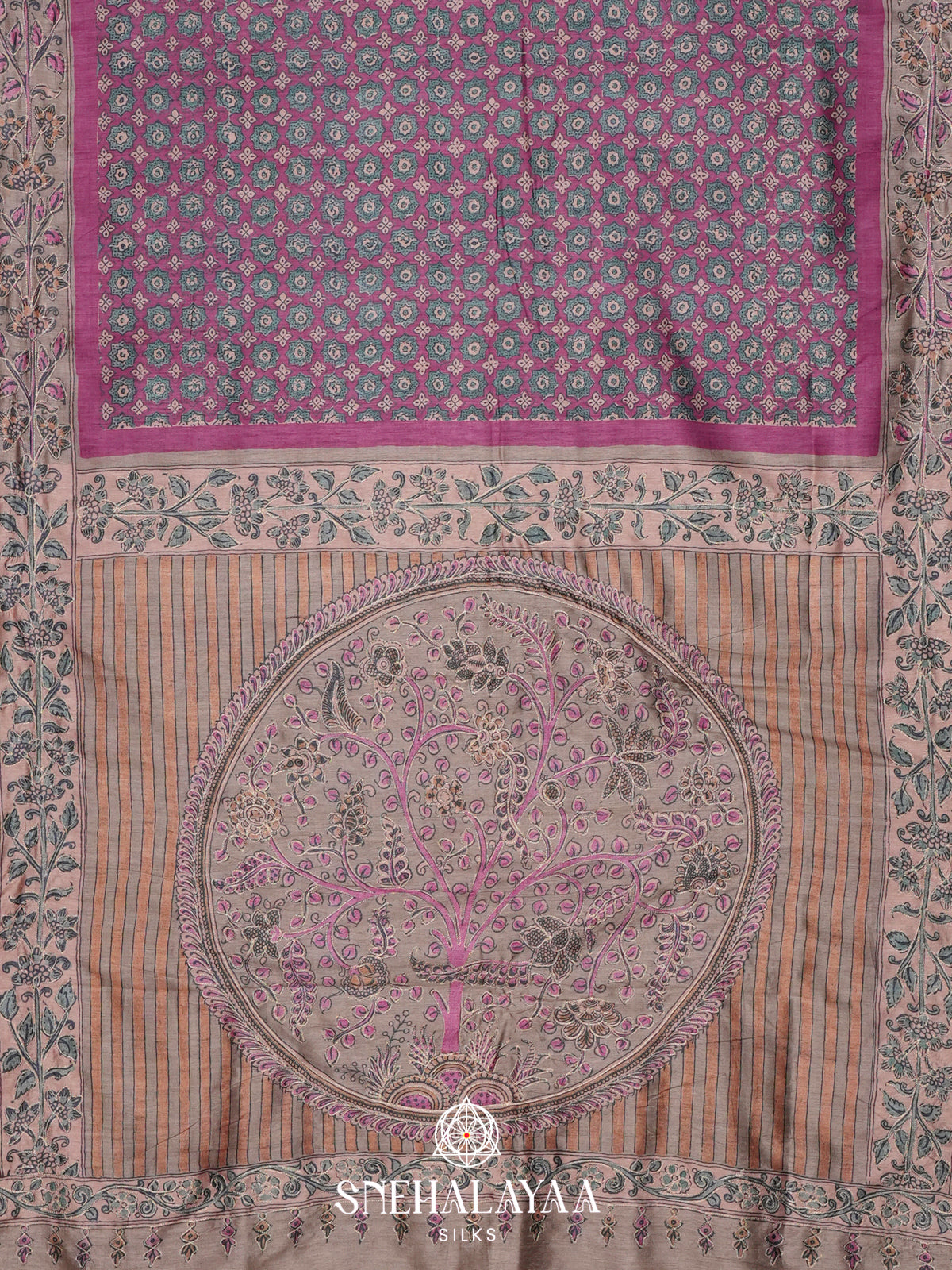 Magenta  Tussar Saree