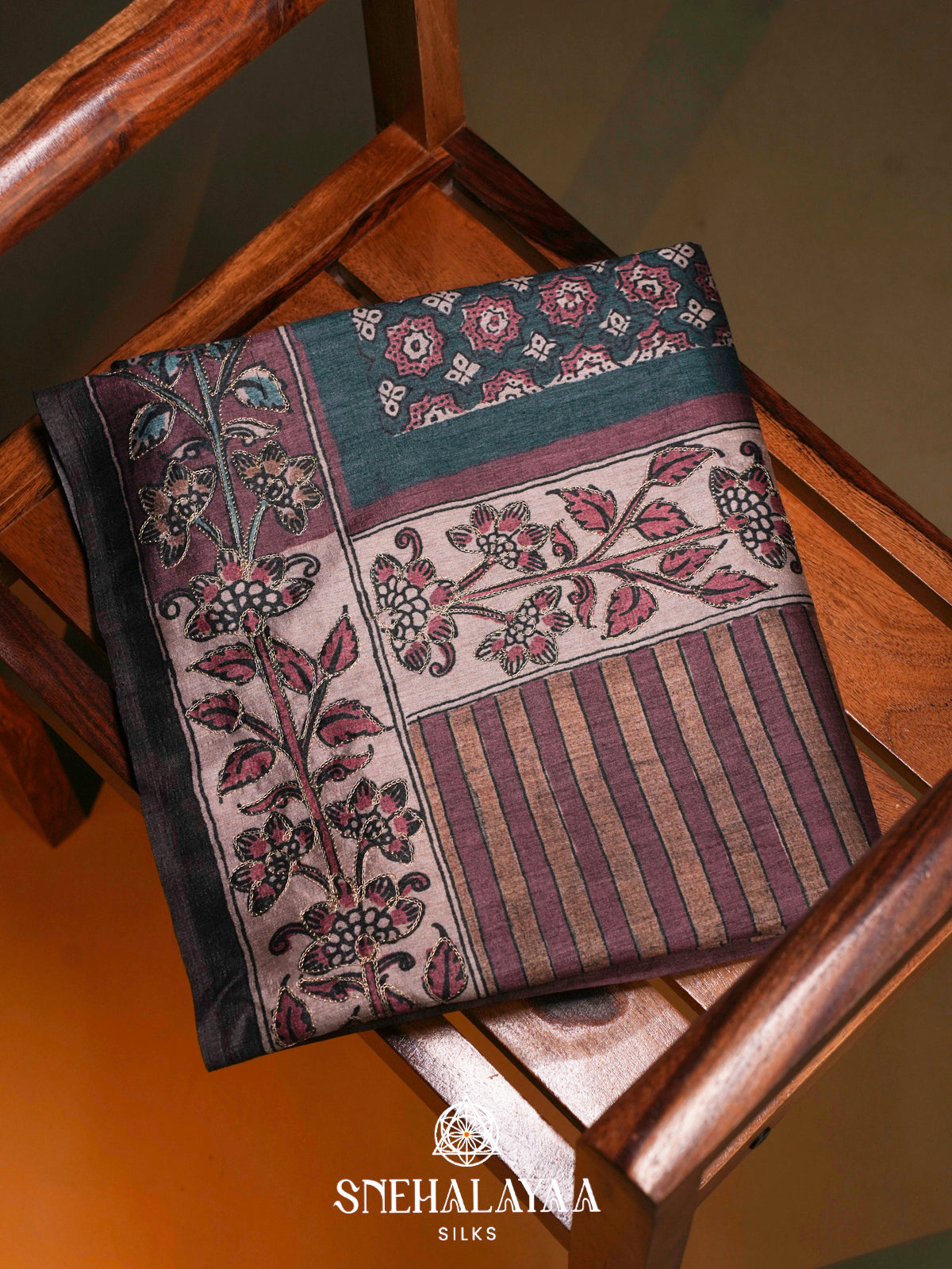Teal Green  Tussar Saree