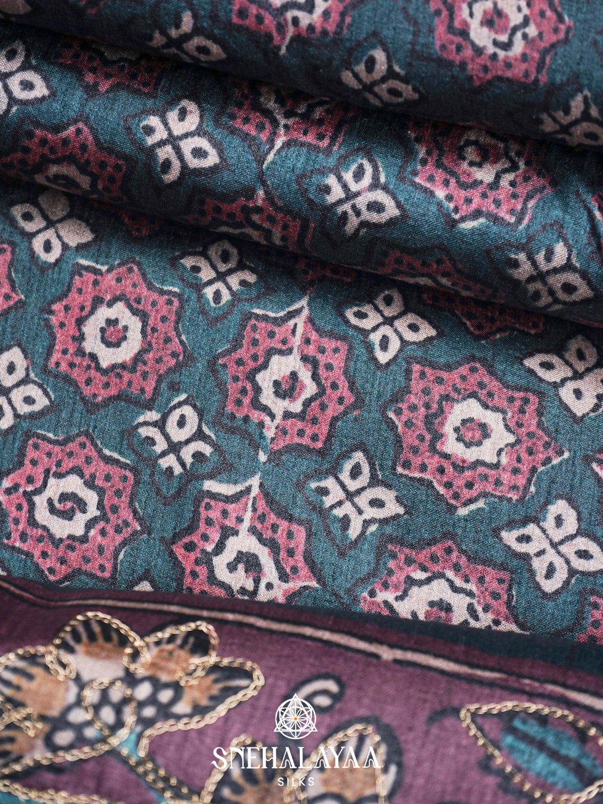 Teal Green  Tussar Saree