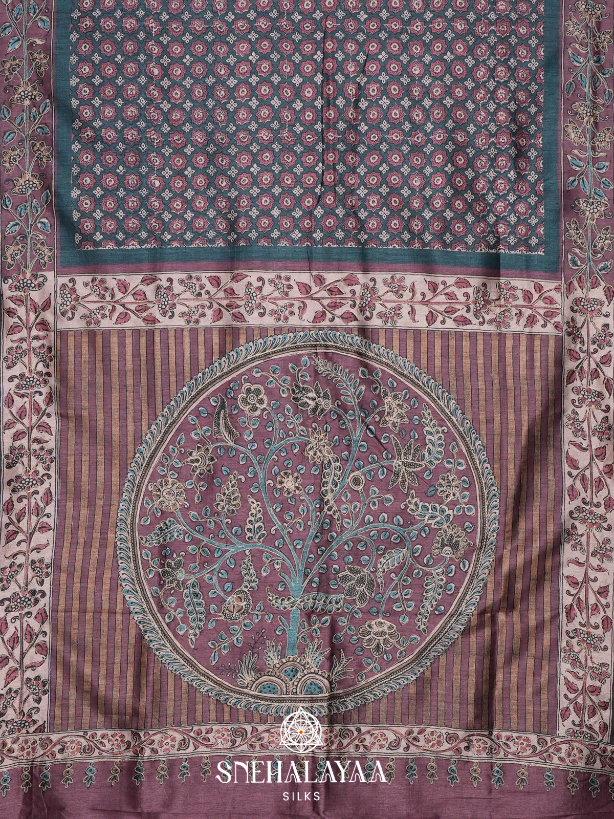 Teal Green  Tussar Saree