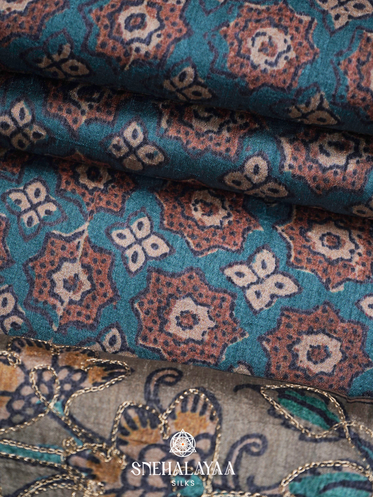 Teal Green  Tussar Saree
