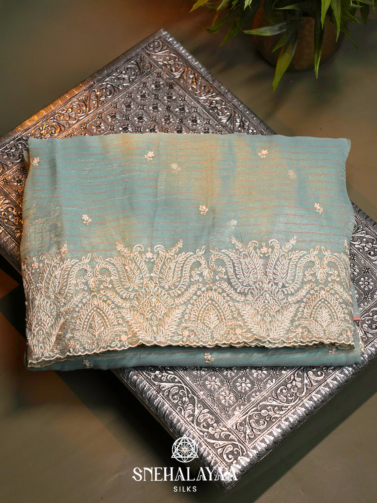 Mint Blue  Designer Saree