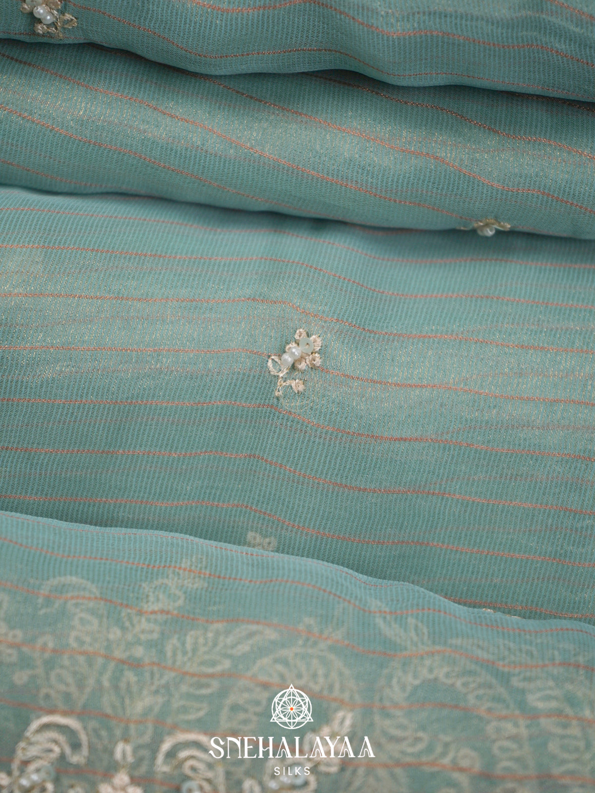Mint Blue  Designer Saree