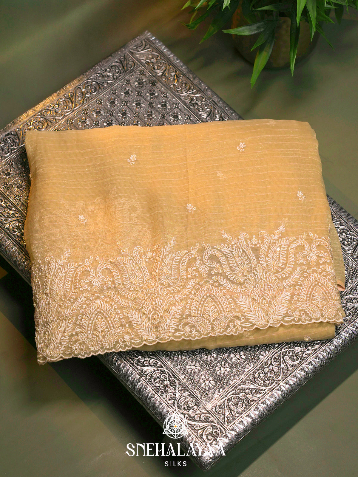 Pale Yellow  Designer Saree