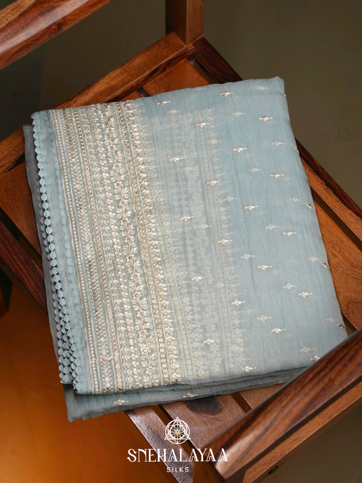 Pale Blue Designer Saree