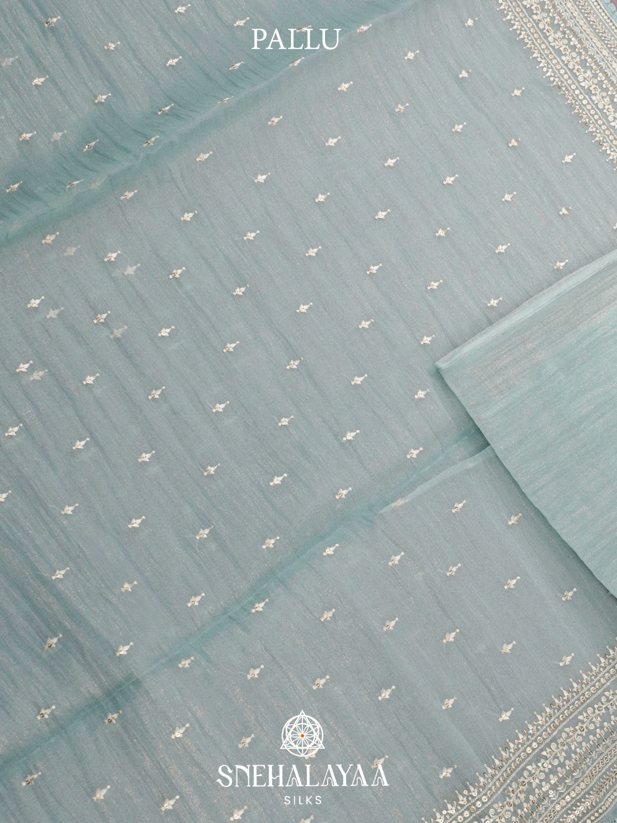 Pale Blue Designer Saree