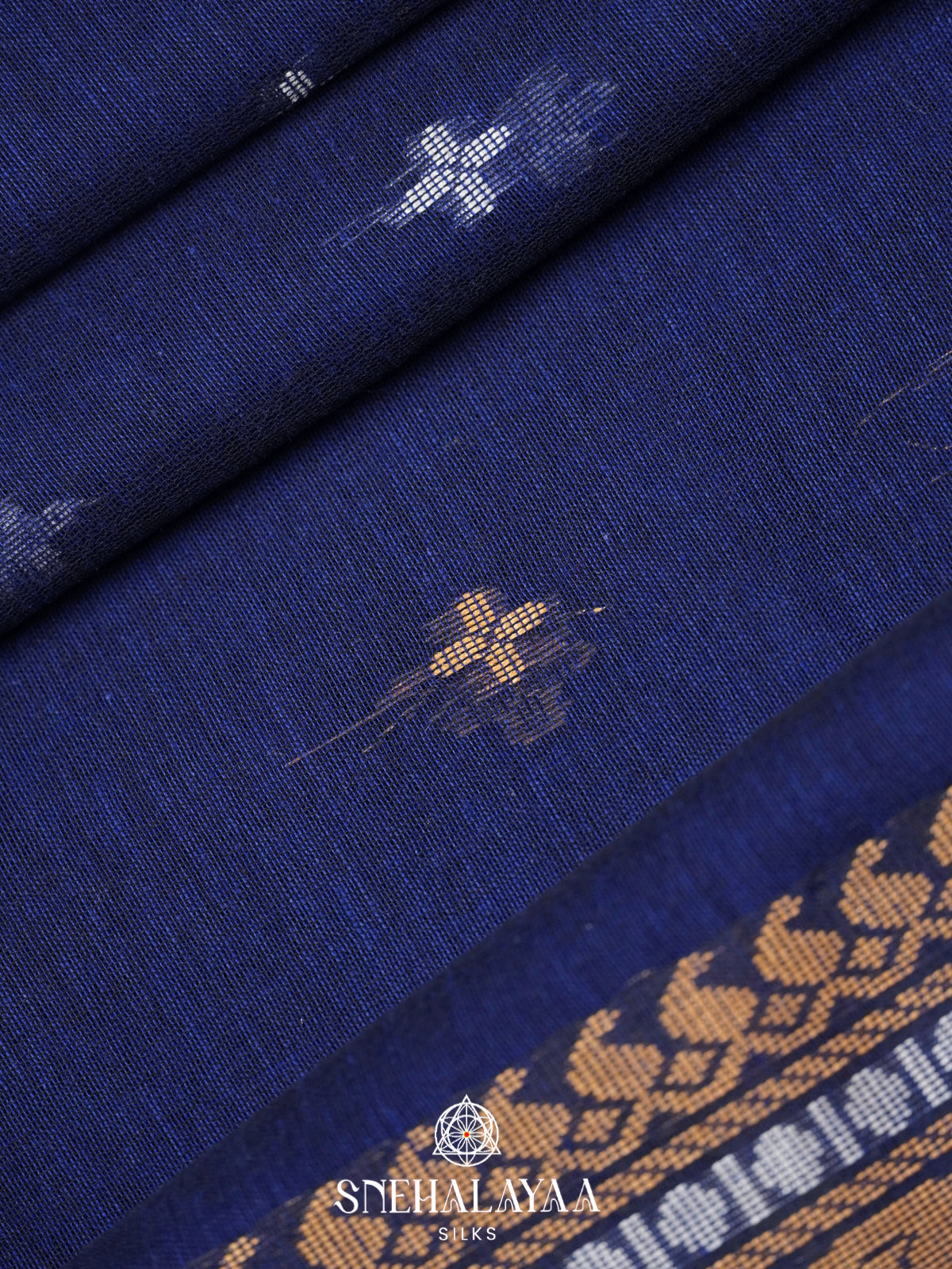 Navy Blue Khadi Cotton Saree