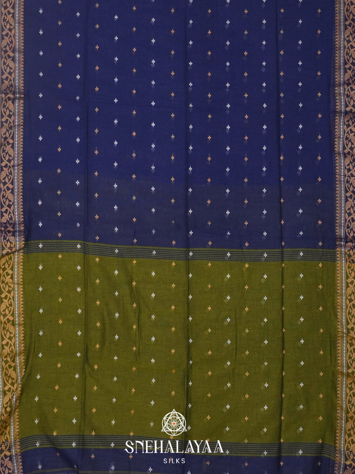 Navy Blue Khadi Cotton Saree