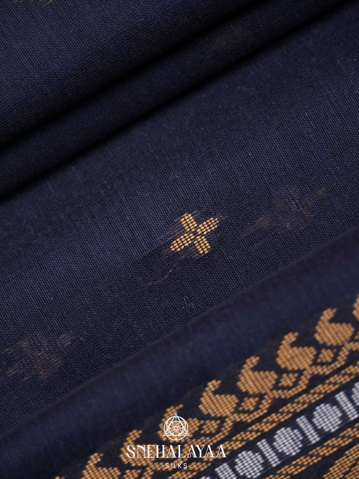 Ink Blue Khadi Cotton Saree