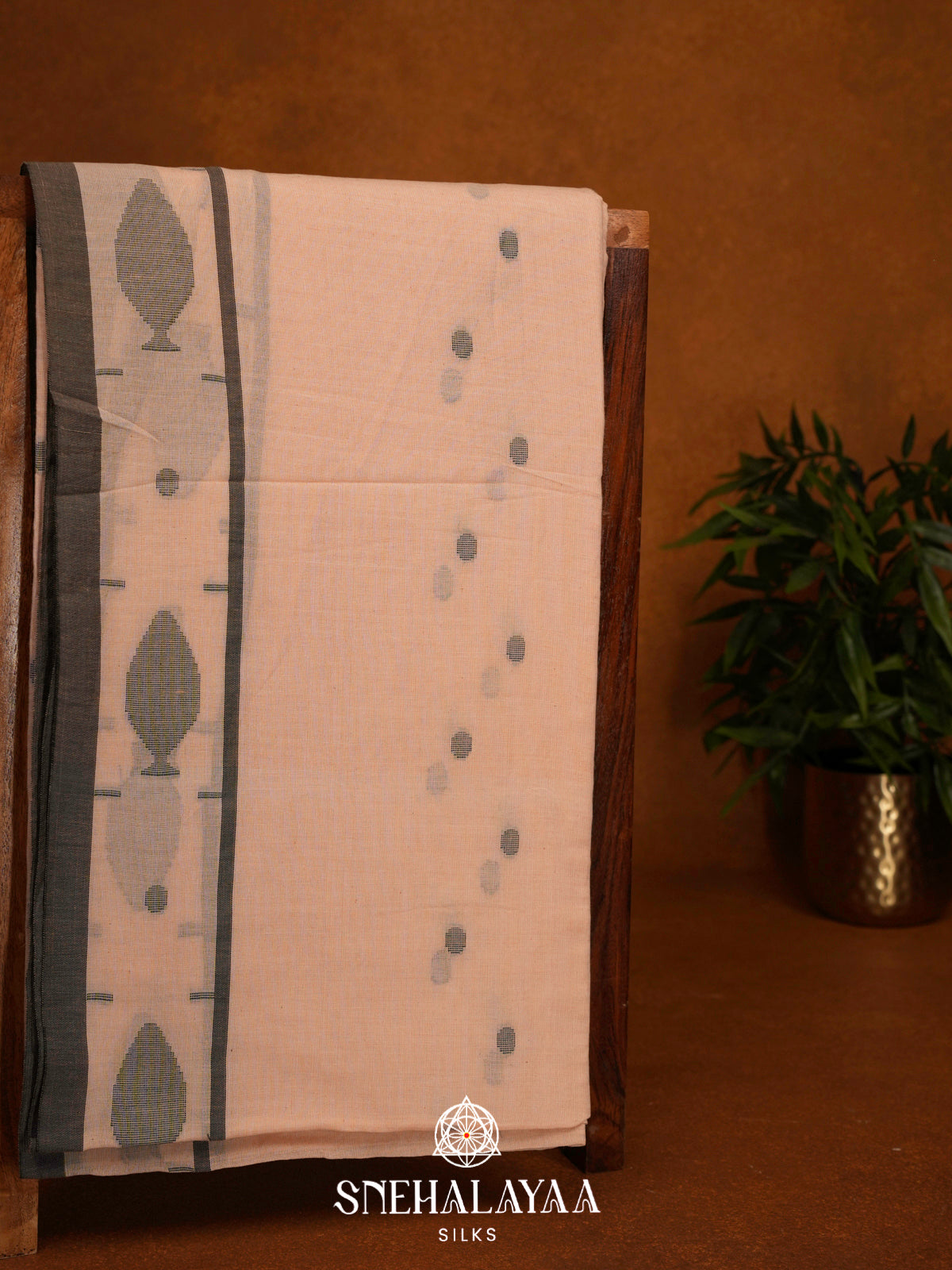 Cream Khadi Cotton Saree