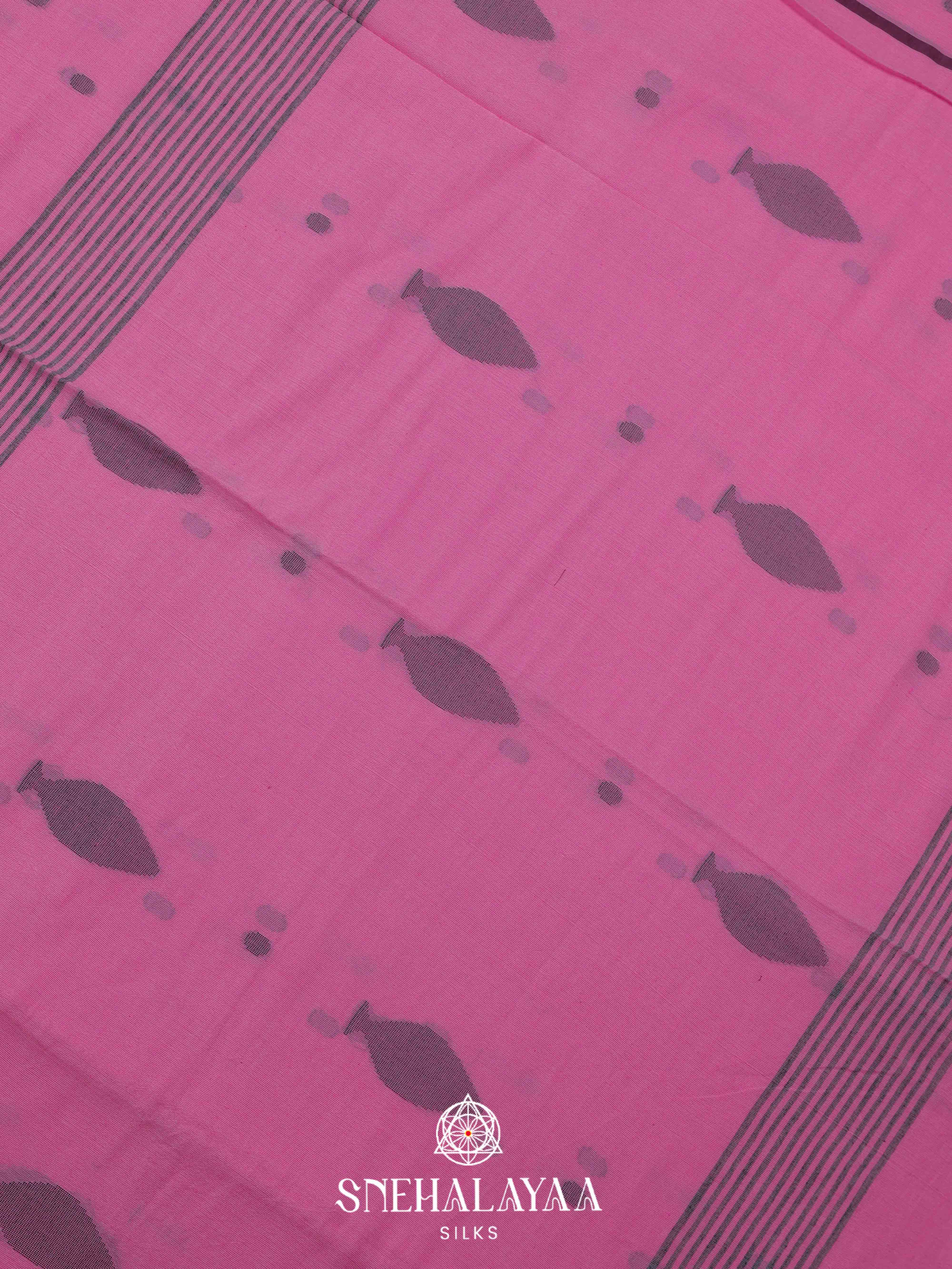 Pink Khadi Cotton Saree