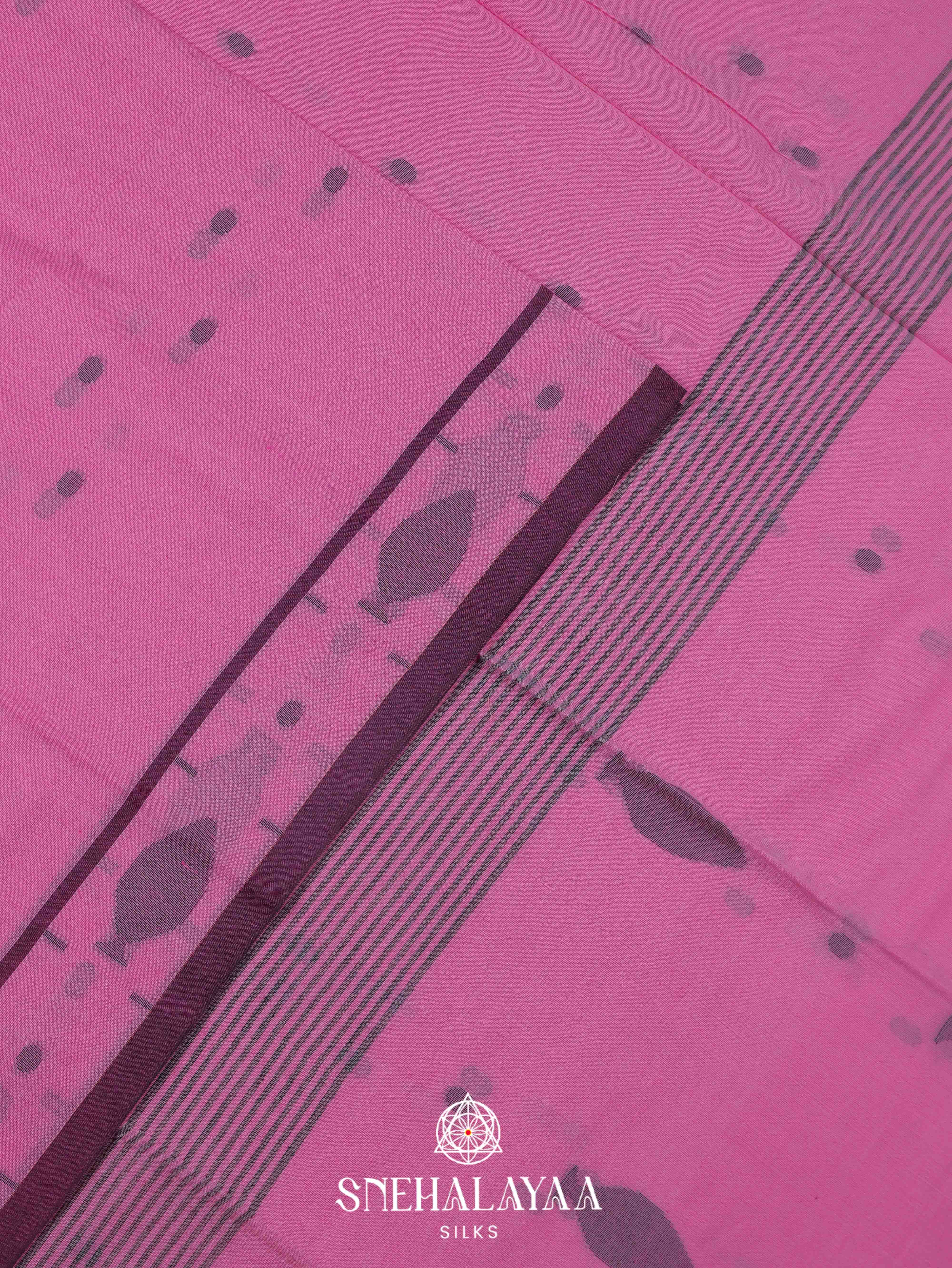 Pink Khadi Cotton Saree