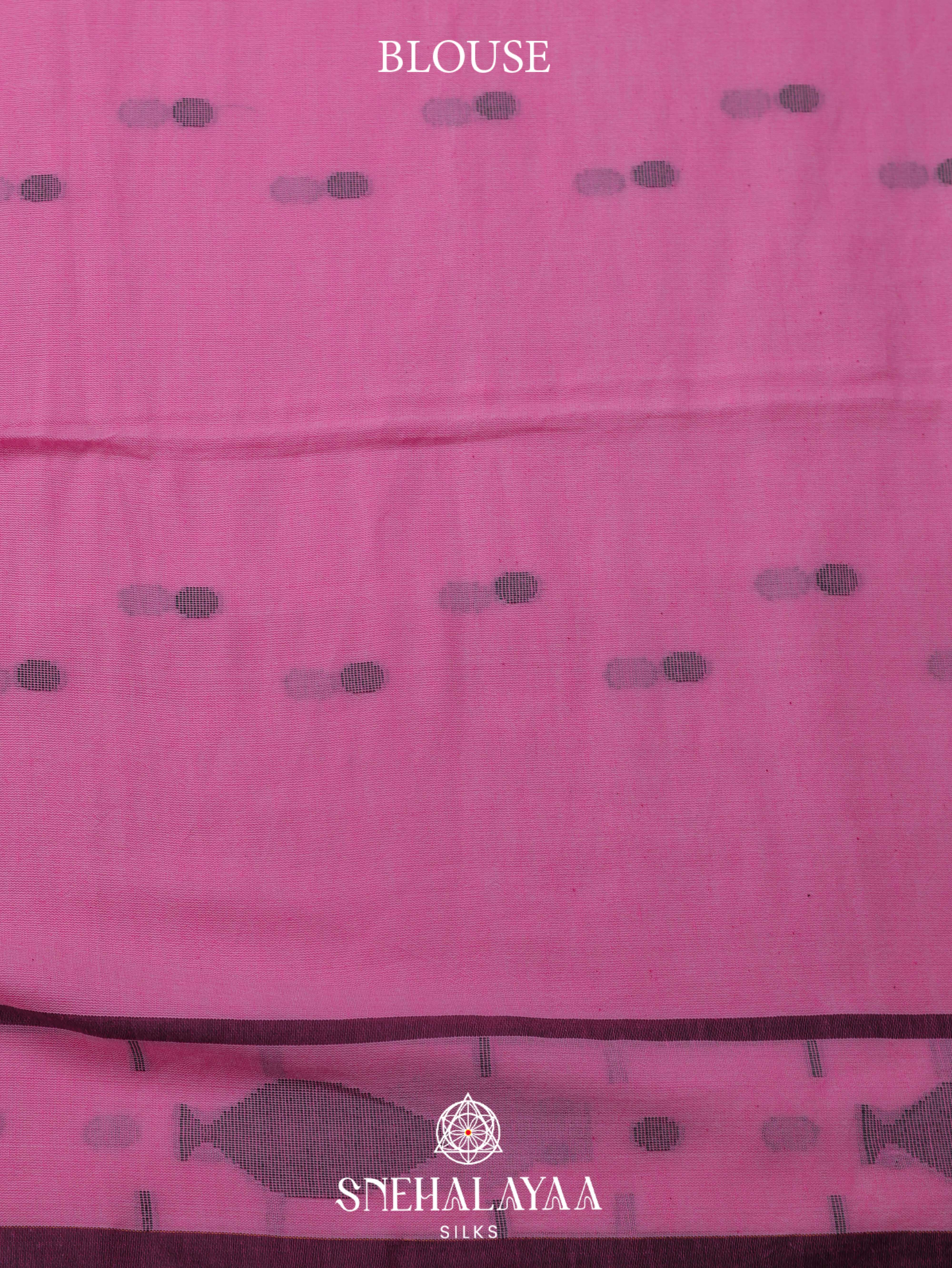 Pink Khadi Cotton Saree