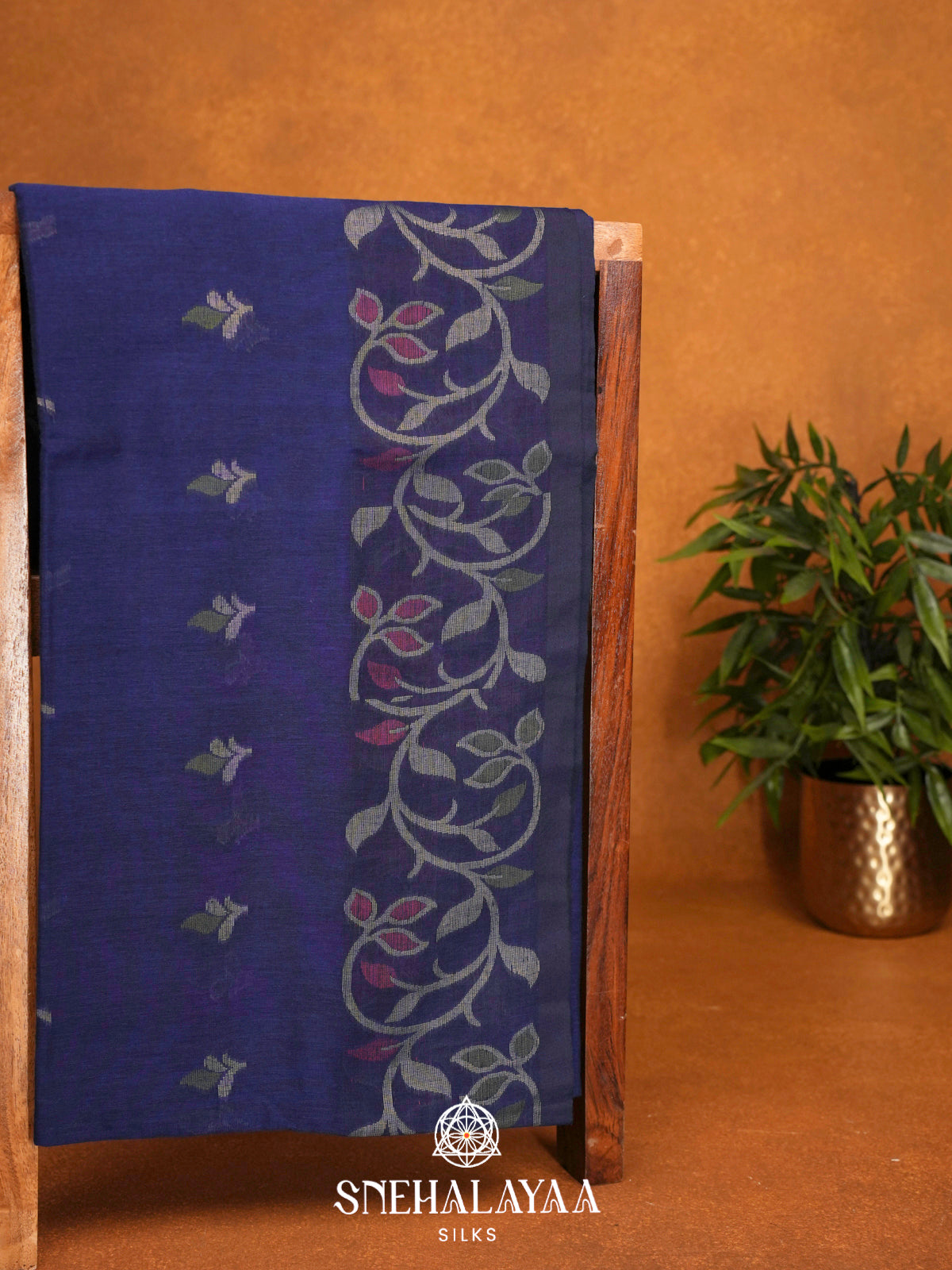 Navy Blue Khadi Cotton Saree