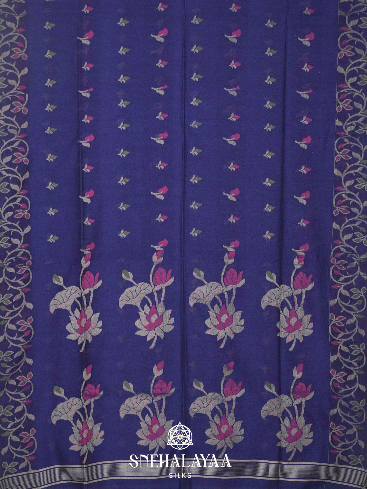 Navy Blue Khadi Cotton Saree
