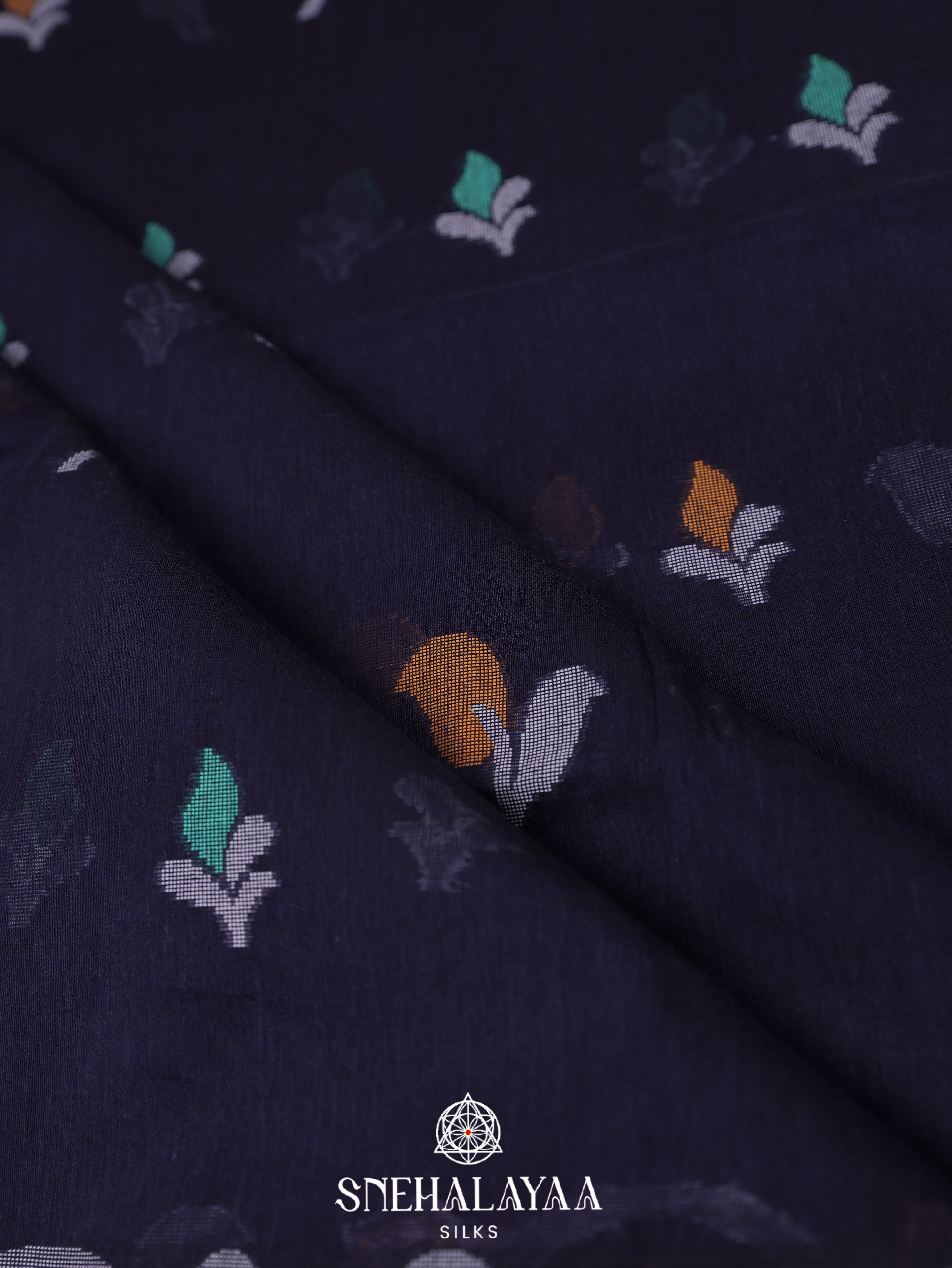 Blue Khadi Cotton Saree