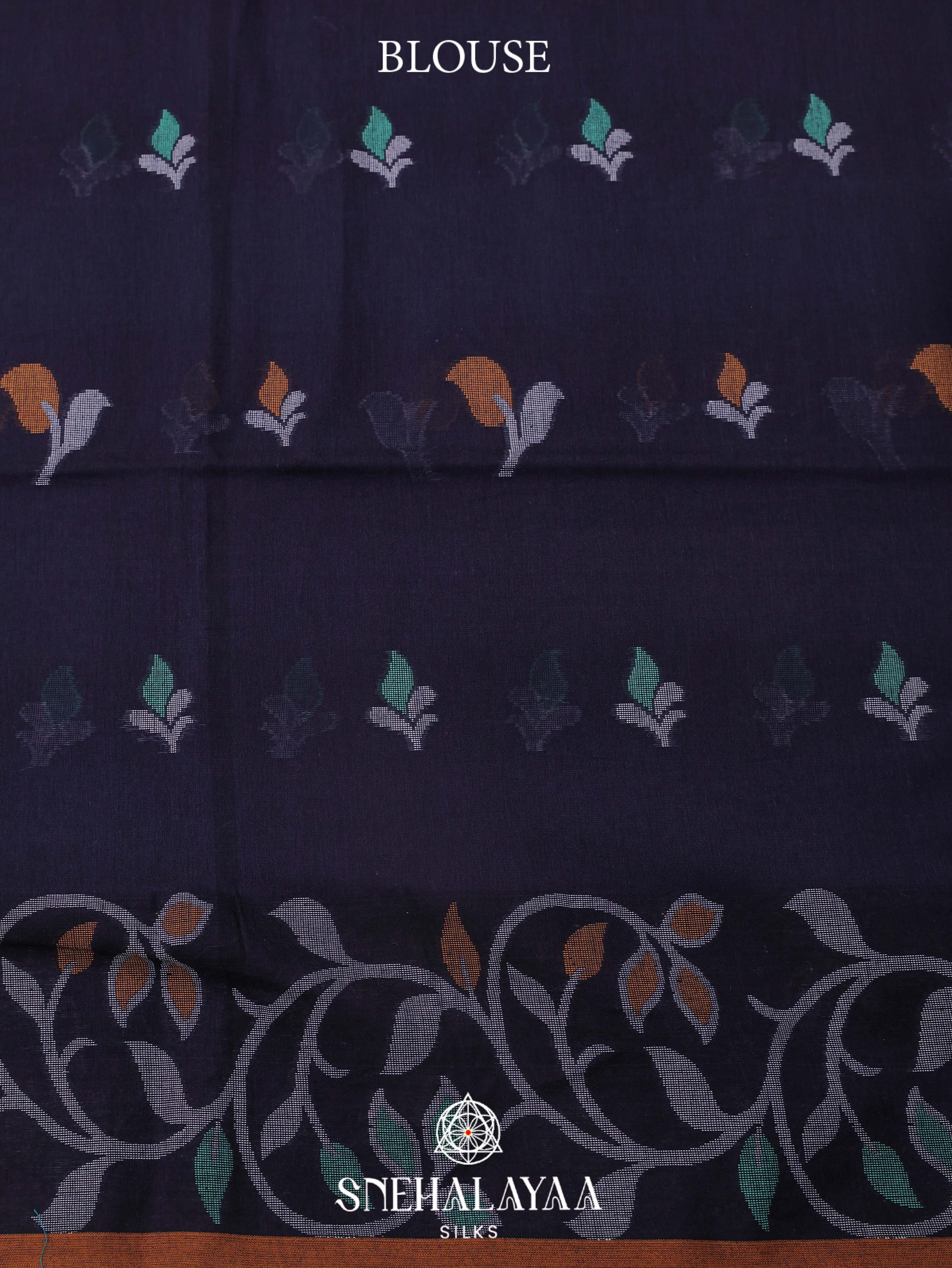 Blue Khadi Cotton Saree