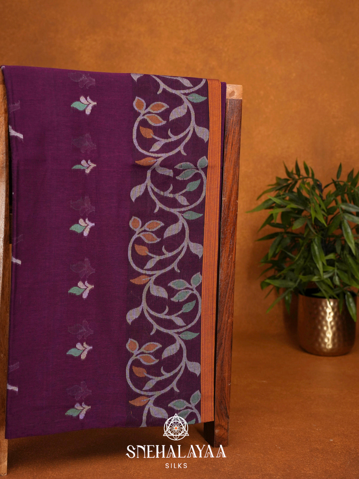 Magenta Khadi Cotton Saree