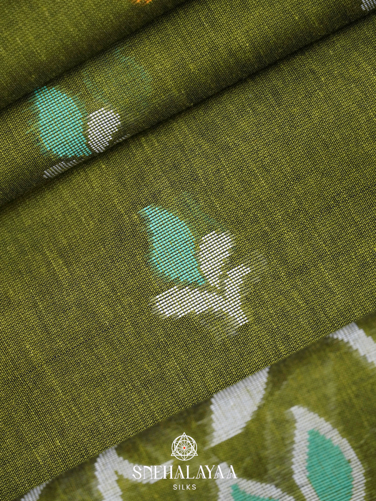 Olive Green Khadi Cotton Saree