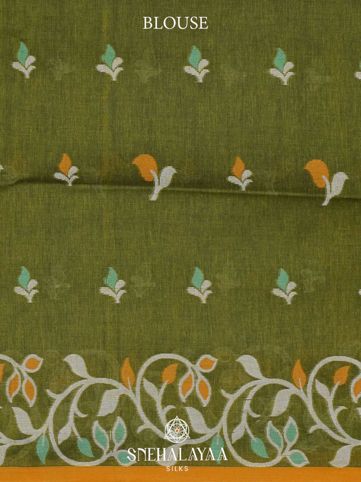 Olive Green Khadi Cotton Saree